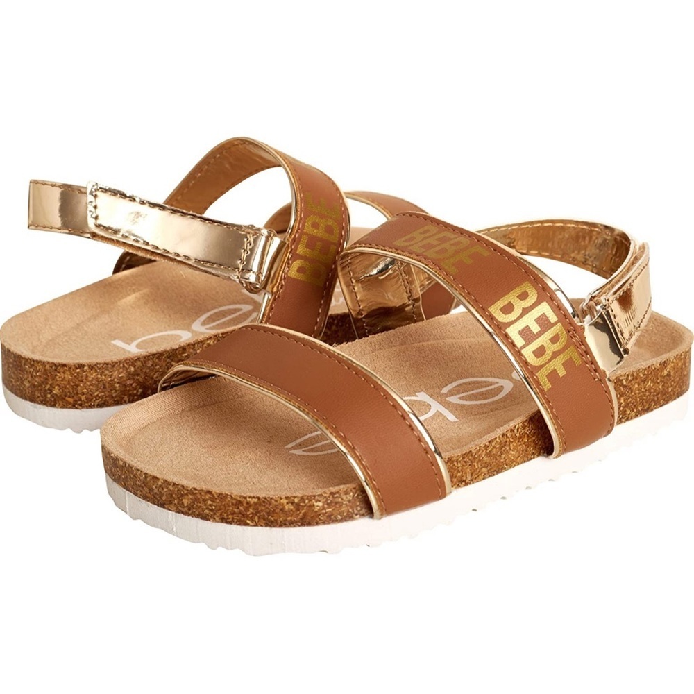 BEBE Girls’ Sandals Open Toe Cork Footbed Buckle